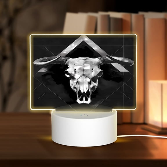 Vsdgher White Black Sheep skull Rectangular Acrylic Night Light Acrylic Sleep Night Light Friend Gifts for Birthday Gifts for Women Teens Boys Girls