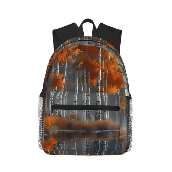 Vsdgher White Horse Autumn Birch Unisex Large Capacity Bookbag, Schoolbag, Casual Daypack for High School, College, Teens, Travel, Work