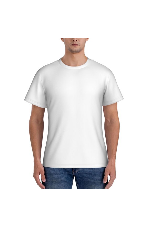 White Print Men's Dry Fit Mesh Athletic Shirts Moisture Wicking Tennis T-Shirt Tops