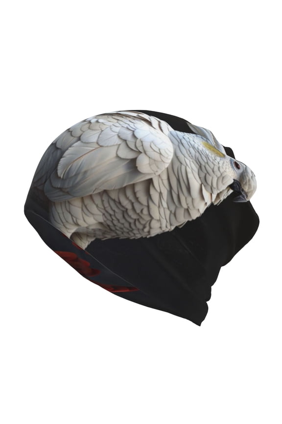 White Red Cockatoo Slouchy Beanie Hat for Men/Women, Skull Cap Chemo Cap Night Sleeping Cap