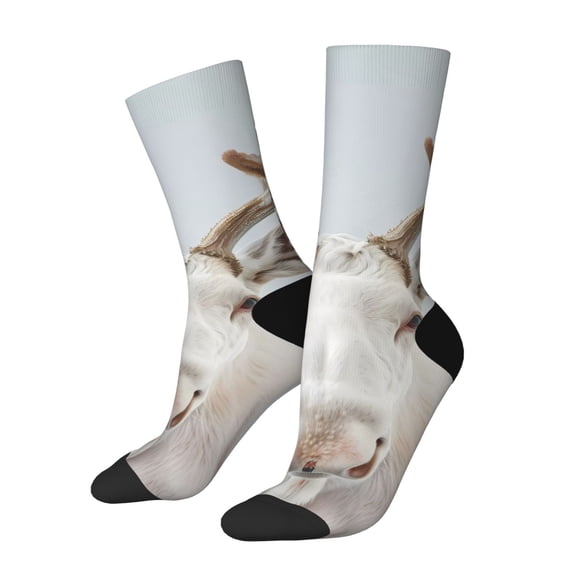 Vsdgher White Reindeer Portrait Crew Socks for Men & Women, Breathable Casual Athletic Ankle Socks