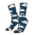 thumbnail image 1 of Vsdgher White Swam Crew Socks for Men & Women, Breathable Casual Athletic Ankle Socks, 1 of 6