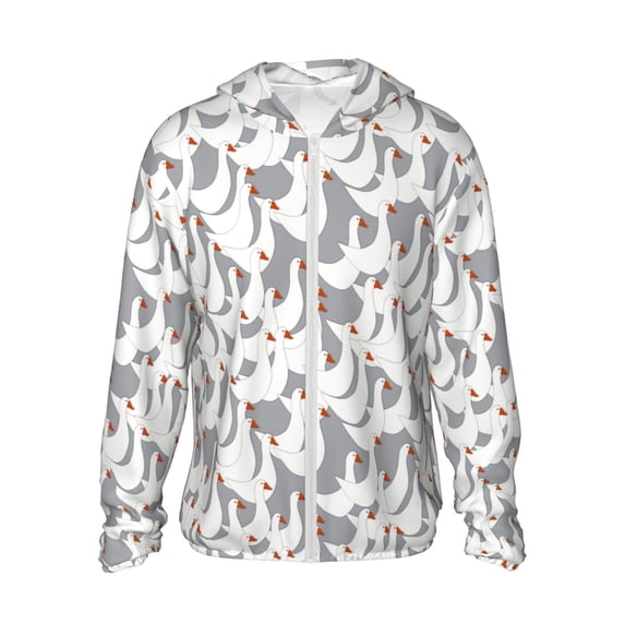 Vsdgher White goose Print Adult Hoodie Shirts Rash Guard for Men Women,Long Sleeve Sun Protection Fishing Shirts for Athletic Running Swim-XX-Large