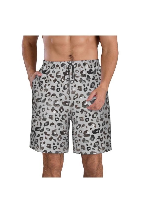 Wild Animal Leopard Print Men's Beach Shorts, Surfing shorts, Swim trunks, Quick Dry Swim Trunks for Surfing Beach Fun -Small