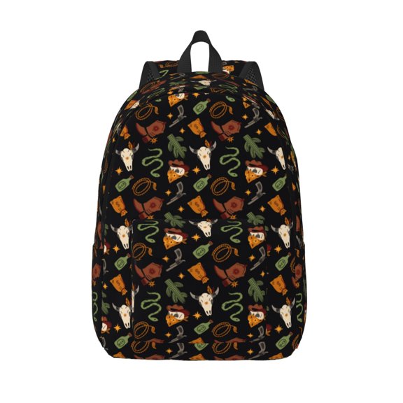 Vsdgher Wild West Cowboy Print Canvas Backpack Travel Rucksack Unisex Knapsack 15.7/17.7Inch Laptop Backpack for Work,College -Medium