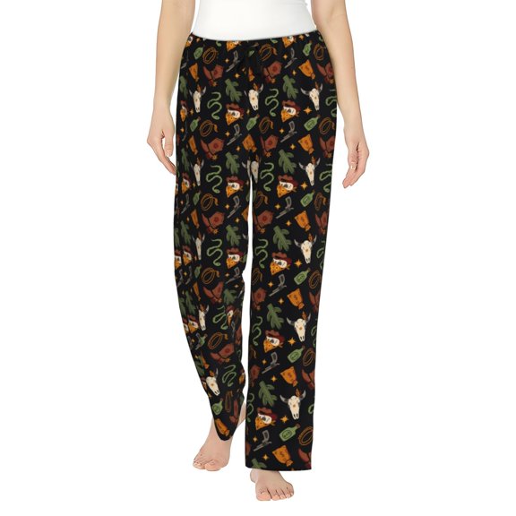 Vsdgher Wild West Cowboy Women’s Womens Pajama Pants, Lounge Wide Leg PantsLounge Pants,Sleep Bottoms, Lounge for Women-X-Large
