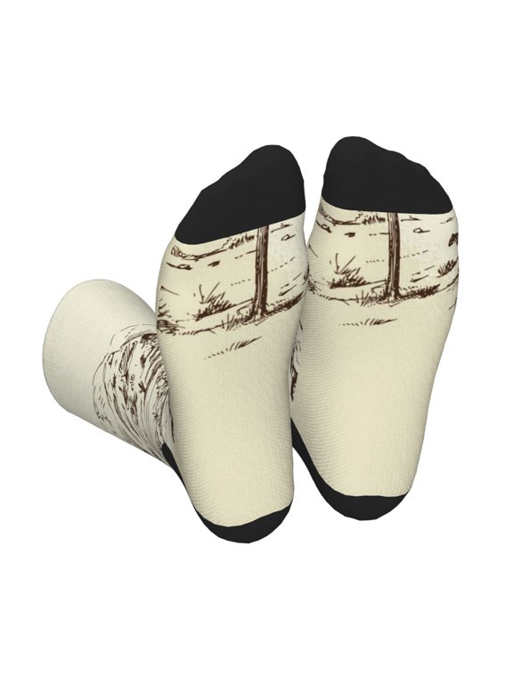 Wild West Desert With Cowboys Unisex Crew Socks Lightweight Breathable Ventilation Ankle Socks, Mid-calf socks for Daily