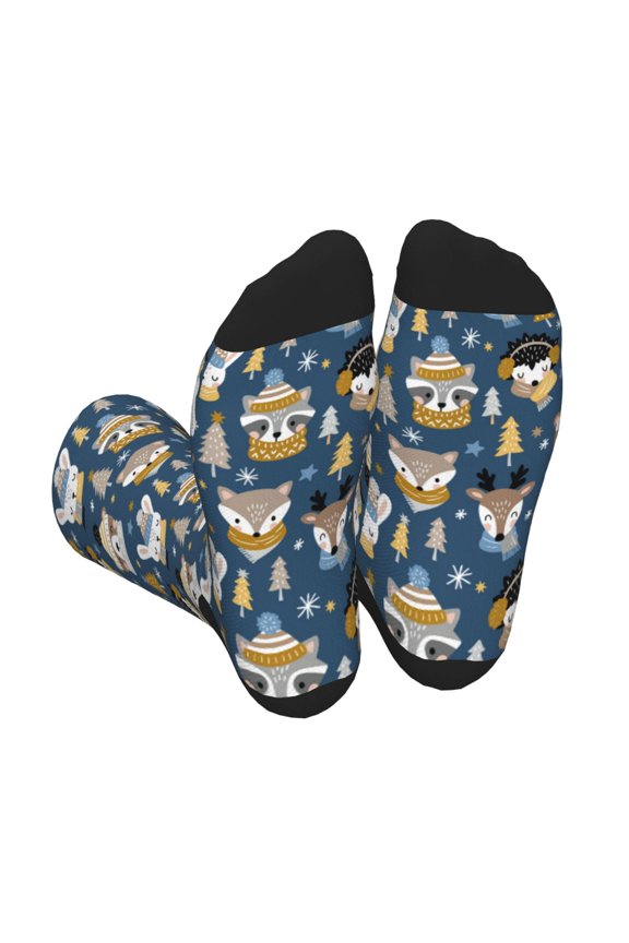 Winter Animal Friends Unisex Crew Socks Lightweight Breathable Ventilation Ankle Socks, Mid-calf socks for Daily