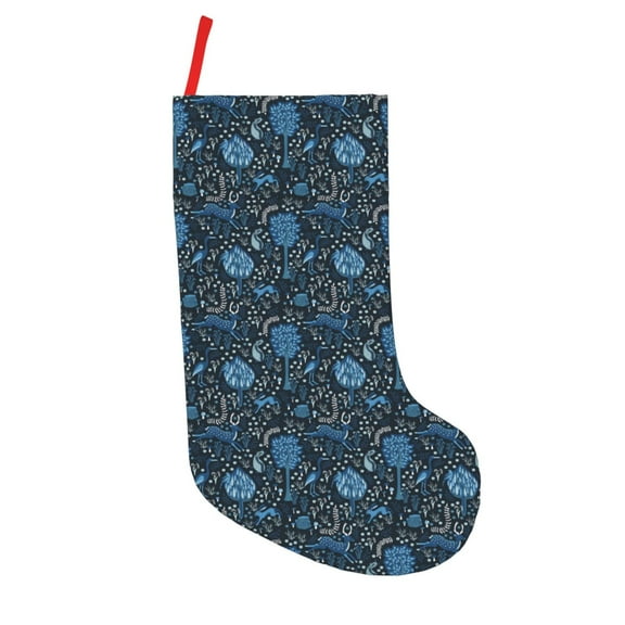 Vsdgher Winter Blue Forest Deer Christmas Stockings 18 inch Large Kids Stocking Bags Hanging Socks for Christmas Decor Decorations