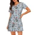 thumbnail image 1 of Vsdgher Winter Gnome And Snowman Pattern Womens Short Sleeve Sleepshirt Scoopneck Cute Nightdress Ruffle Comfy Nightgown, 1 of 6