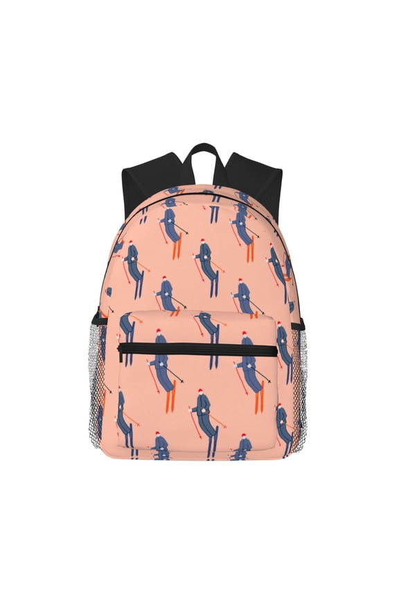 Winter Skiing Adventure Unisex Large Capacity Bookbag, Schoolbag, Casual Daypack for High School, College, Teens, Travel, Work