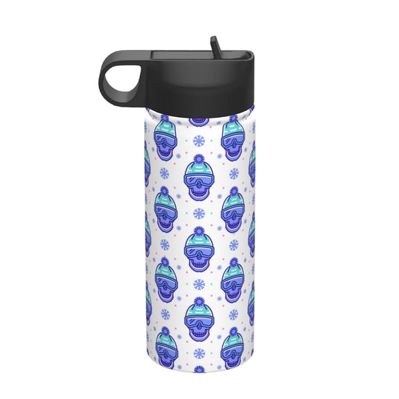 Vsdgher Winter Snowflake Skiing Skull for Insulated Stainless Steel Water Bottle,18oz Sports Water Bottle Stainless Steel Reusable Tumbler for Sports, Travel, and School