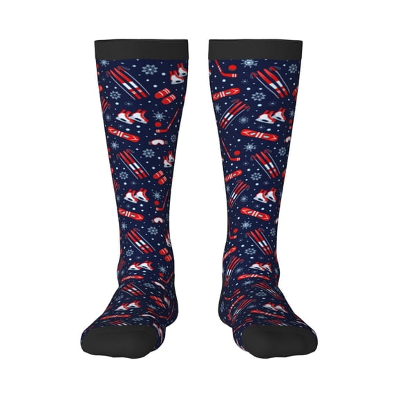 Vsdgher Winter Sports Fun Pattern Knee Socks, High Socks Long Stretchy Sock Women Knee High Stocking, Long Socks for Women