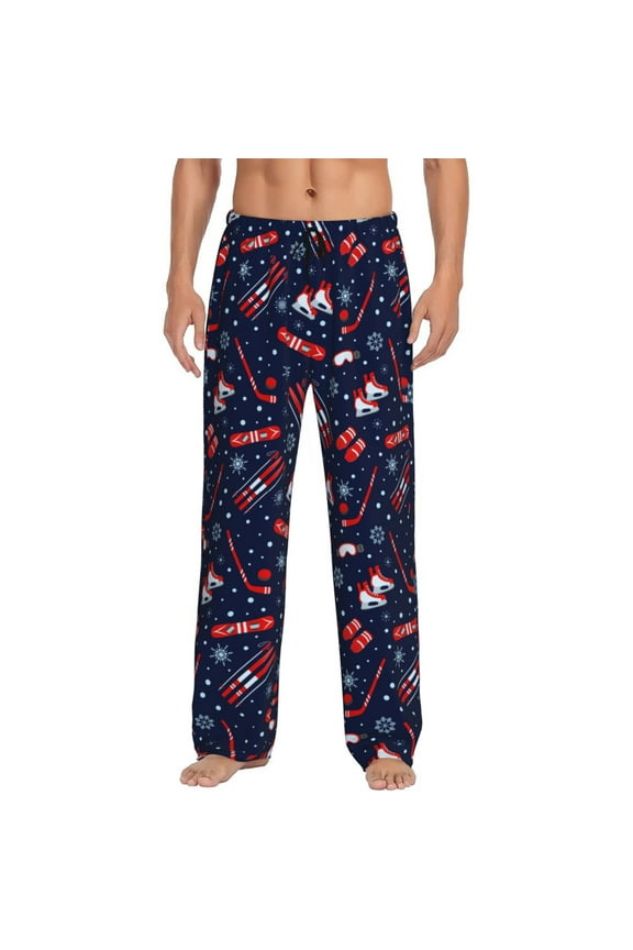 Winter Sports Fun Pattern Mens Pajama Pants Sleep & Lounge Pants, PJ Pants-Large