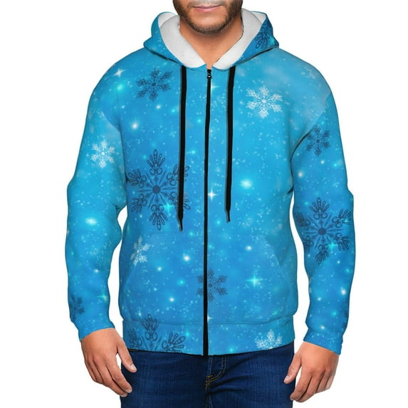 Vsdgher Winter With Snowflakes Mens Hoodies Zip Hoodie, Hoodies for Men, Zip-up Hooded Sweatshirt-Small
