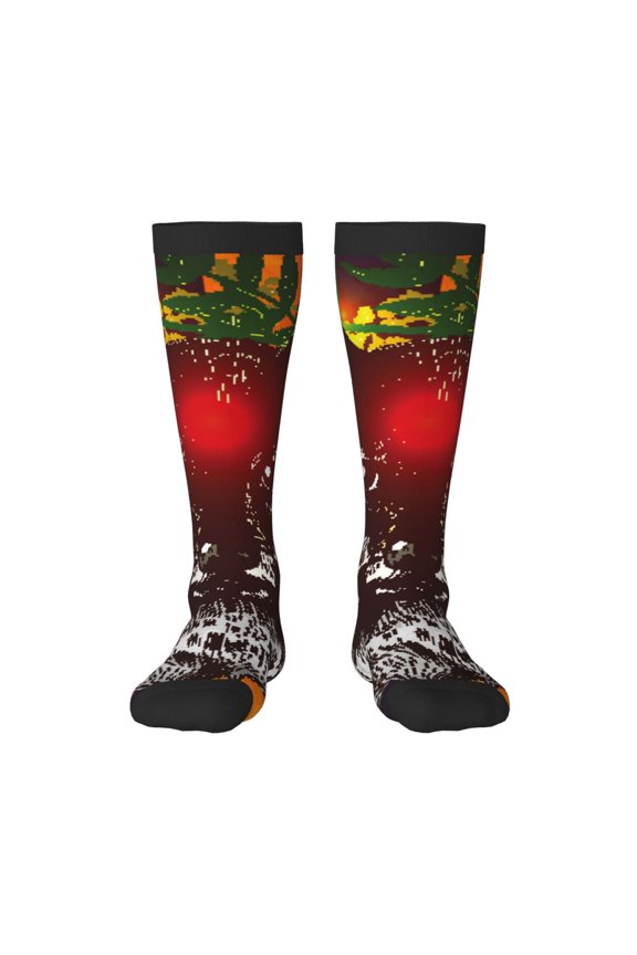 Wolf With Wildflowers Knee Socks, High Socks Long Stretchy Sock Women Knee High Stocking, Long Socks for Women