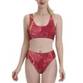 thumbnail image 1 of Vsdgher Womens High Waisted Bikini Sets Two Piece Swimsuit Abstract Red Marble Print Tummy Control Bathing Suit-X-Large, 1 of 8