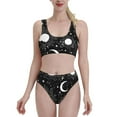 thumbnail image 1 of Vsdgher Womens High Waisted Bikini Sets Two Piece Swimsuit Crescent and Stars Print Tummy Control Bathing Suit-Large, 1 of 8