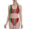 thumbnail image 1 of Vsdgher Womens High Waisted Bikini Sets Two Piece Swimsuit Mexican Serape Blanket Stripes Print Tummy Control Bathing Suit-X-Large, 1 of 8