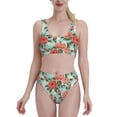 thumbnail image 1 of Vsdgher Womens High Waisted Bikini Sets Two Piece Swimsuit Rose Flowers Print Tummy Control Bathing Suit-X-Large, 1 of 8