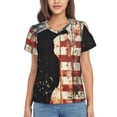 thumbnail image 1 of Vsdgher Wood Grain Bald Eagle Women Shirts V Neck Short Sleeve Tops T-Shirt Basic Tees, S to 3XL3X-Large, 1 of 5
