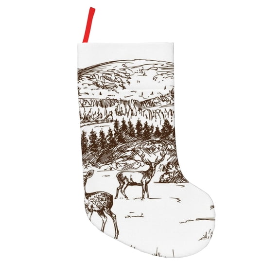 Vsdgher Woodland Forest With Deers Christmas Stockings 18 inch Large Kids Stocking Bags Hanging Socks for Christmas Decor Decorations