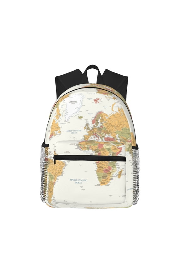 World Map 1 Unisex Large Capacity Bookbag, Schoolbag, Casual Daypack for High School, College, Teens, Travel, Work