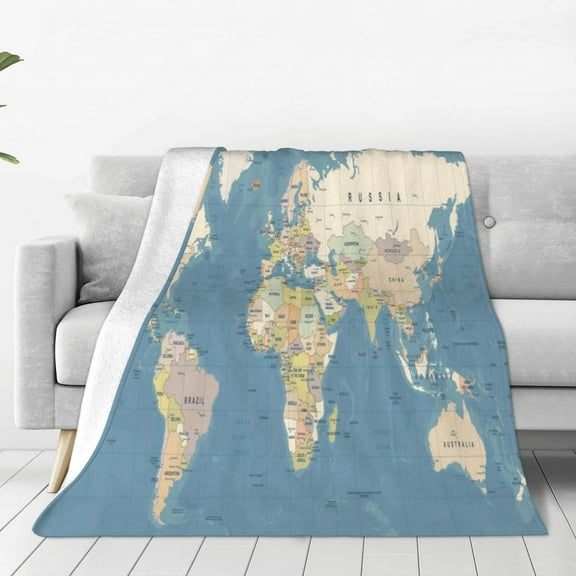 Vsdgher World Map Ultra-Soft Micro flannel Blanket Throw Blankets for Couch Sofa, Bed (4 sizes)-60"x50"