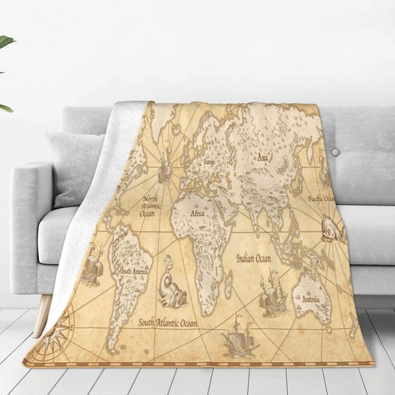 Vsdgher World Map Ultra-Soft Micro flannel Blanket Throw Blankets for Couch Sofa, Bed (4 sizes)-80"x60"