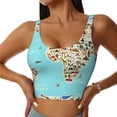 thumbnail image 1 of Vsdgher World Travel Line Icons Map Print Women Sleeveless Athletic Tank Top Built-in Bra Camisole Sports Vest for Yoga Running Fitness Exercise with Removable Pads, 1 of 8