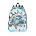 thumbnail image 1 of Vsdgher World Travel Print Canvas Backpack Travel Rucksack Unisex Knapsack 15.7/17.7Inch Laptop Backpack for Work,College -Small, 1 of 5