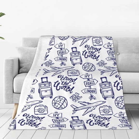 Vsdgher World Travel2 Ultra-Soft Micro flannel Blanket Throw Blankets for Couch Sofa, Bed (4 sizes)-80"x60"