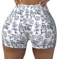 thumbnail image 1 of Vsdgher World Travel2 print Workout Shorts for Women Seamless Soft Smooth Gym Yoga Scrunch Active Exercise Fitness Shorts, 1 of 8