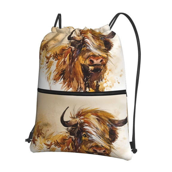 Vsdgher Yak Drawstring Backpack Water Resistant String Bag Sports Sackpack Gym Sack for Men Women