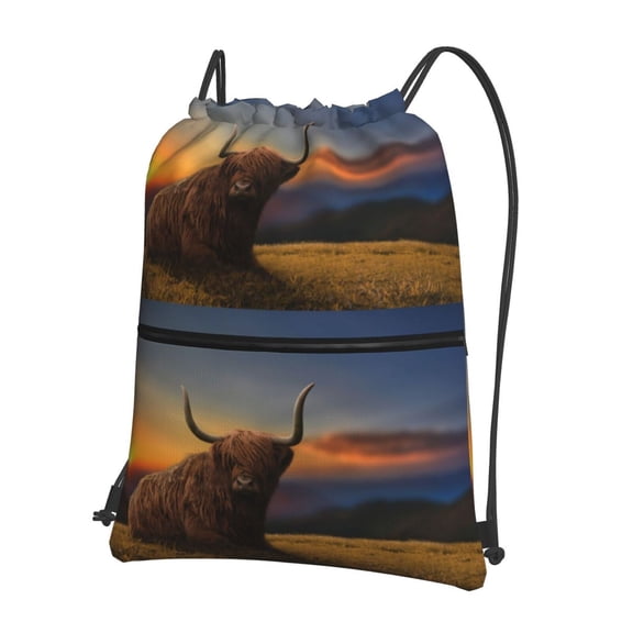 Vsdgher Yak Drawstring Backpack Water Resistant String Bag Sports Sackpack Gym Sack for Men Women