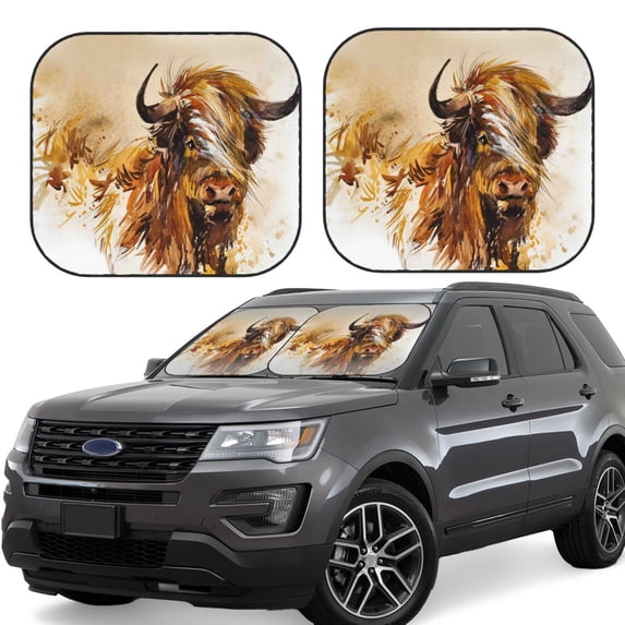 Vsdgher Yak Print Car Windshield Sun Shade, Reflective Sunshade Window Sunshade Sun Visor Protector Fit for Cars,Trucks,SUVs-Small