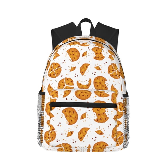 Vsdgher Yellow Biscuit Print Unisex Large Capacity Bookbag Schoolbag Casual Daypack for High School/College/Teens/Travel/Work