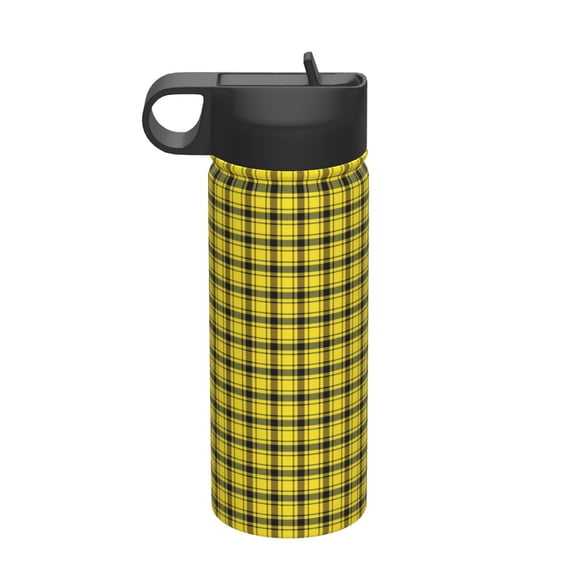 Vsdgher Yellow Checkered Plaid for Insulated Stainless Steel Water Bottle,18oz Sports Water Bottle Stainless Steel Reusable Tumbler for Sports, Travel, and School
