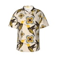 thumbnail image 1 of Vsdgher Yellow Flowers Hummingbird Print Men's Hawaiian Shirts Button Down Tropical Holiday Beach Shirts Vacation Clothes,Large, 1 of 7