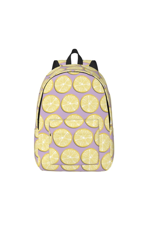 Yellow Lemon Slices Print Canvas Backpack Travel Rucksack Unisex Knapsack 15.7/17.7Inch Laptop Backpack for Work,College -Small