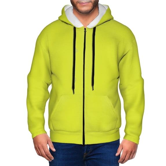 Vsdgher Yellow Mens Hoodies Zip Hoodie, Hoodies for Men, Zip-up Hooded Sweatshirt-Medium
