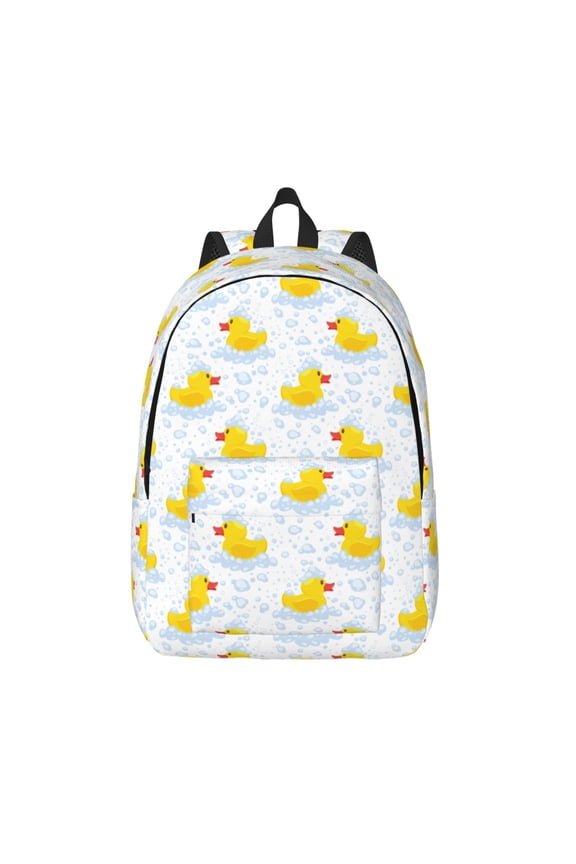Yellow Rubber Duck Print Canvas Backpack Travel Rucksack Unisex Knapsack 15.7/17.7Inch Laptop Backpack for Work,College -Medium