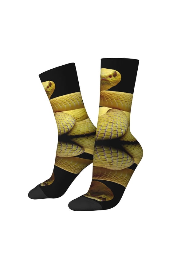 Yellow White-Lipped Pit Viper Crew Socks for Men & Women, Breathable Casual Athletic Ankle Socks
