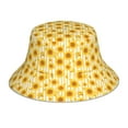 thumbnail image 1 of Vsdgher Yellow White Striped Sunflower Print Bucket Hat for Men&Women Bucket Hat Reversible Summer Double-Side-Wear Travel Gardening, Beach, Camping, Hiking, Fishing Cap, 1 of 5