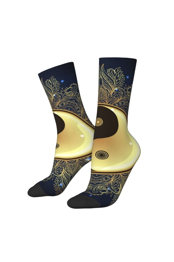 Yin And Yang Mandala Crew Socks for Men & Women, Breathable Casual Athletic Ankle Socks