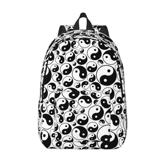 Vsdgher Yin And Yang Print Canvas Backpack Travel Rucksack Unisex Knapsack 15.7/17.7Inch Laptop Backpack for Work,College -Medium