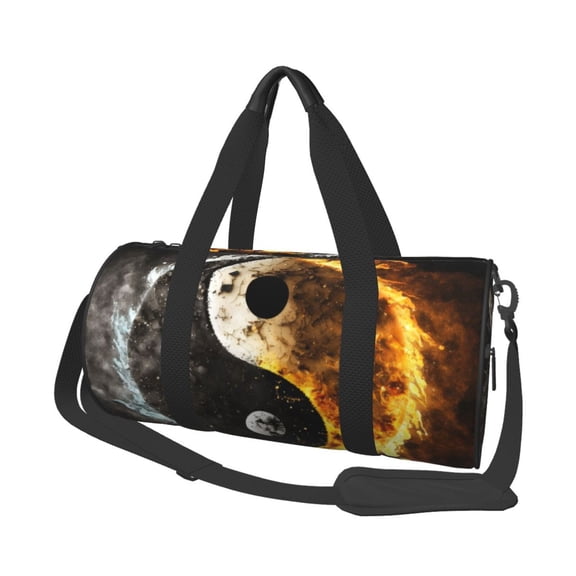 Vsdgher Yin Yang 45L Foldable Duffel Bag, Sports Gym Bag,Overnight Bag, Portable Weekender Bag for Airplanes