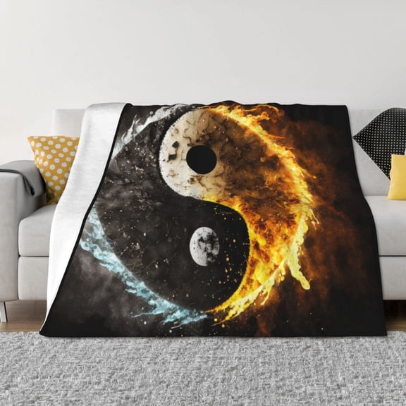 Vsdgher Yin Yang Pattern Fleece Throw Blanket, Horizontal Fleece Bedding Home Decor for Couch & Bed All Season Use -40"x30"