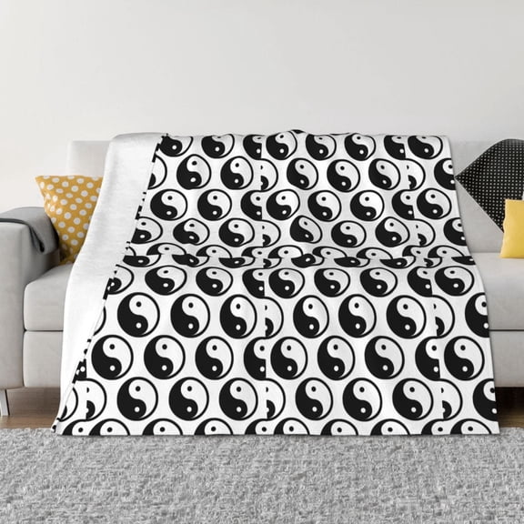 Vsdgher Yin Yang Pattern Fleece Throw Blanket, Horizontal Fleece Bedding Home Decor for Couch & Bed All Season Use -50"x40"