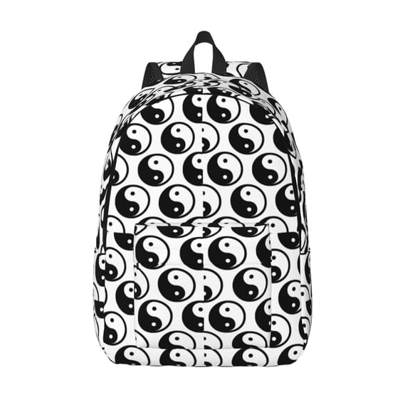 Vsdgher Yin Yang Print Canvas Backpack Travel Rucksack Unisex Knapsack 15.7/17.7Inch Laptop Backpack for Work,College -Medium
